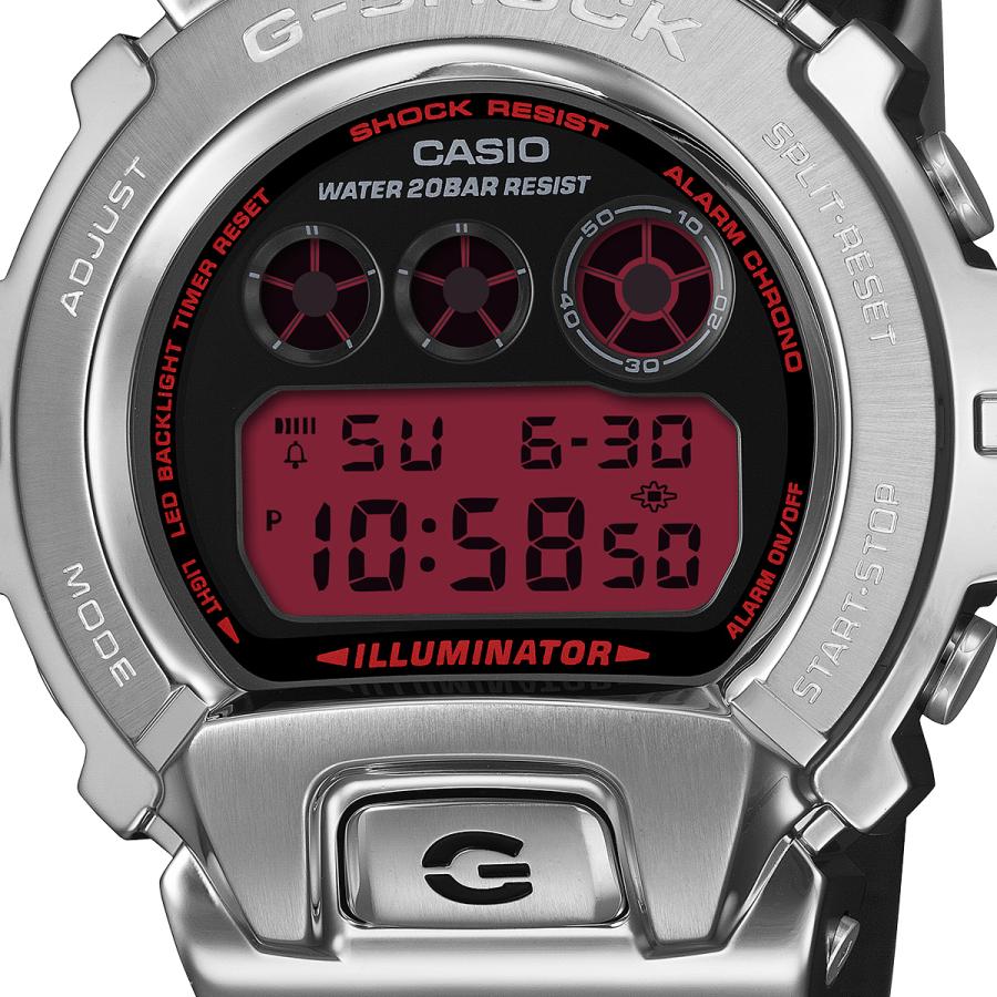 CASIO G-SHOCK GM-6900YRA-8JF Fine Metallic Series Red Display Silver Metal Bezel Men's Watch