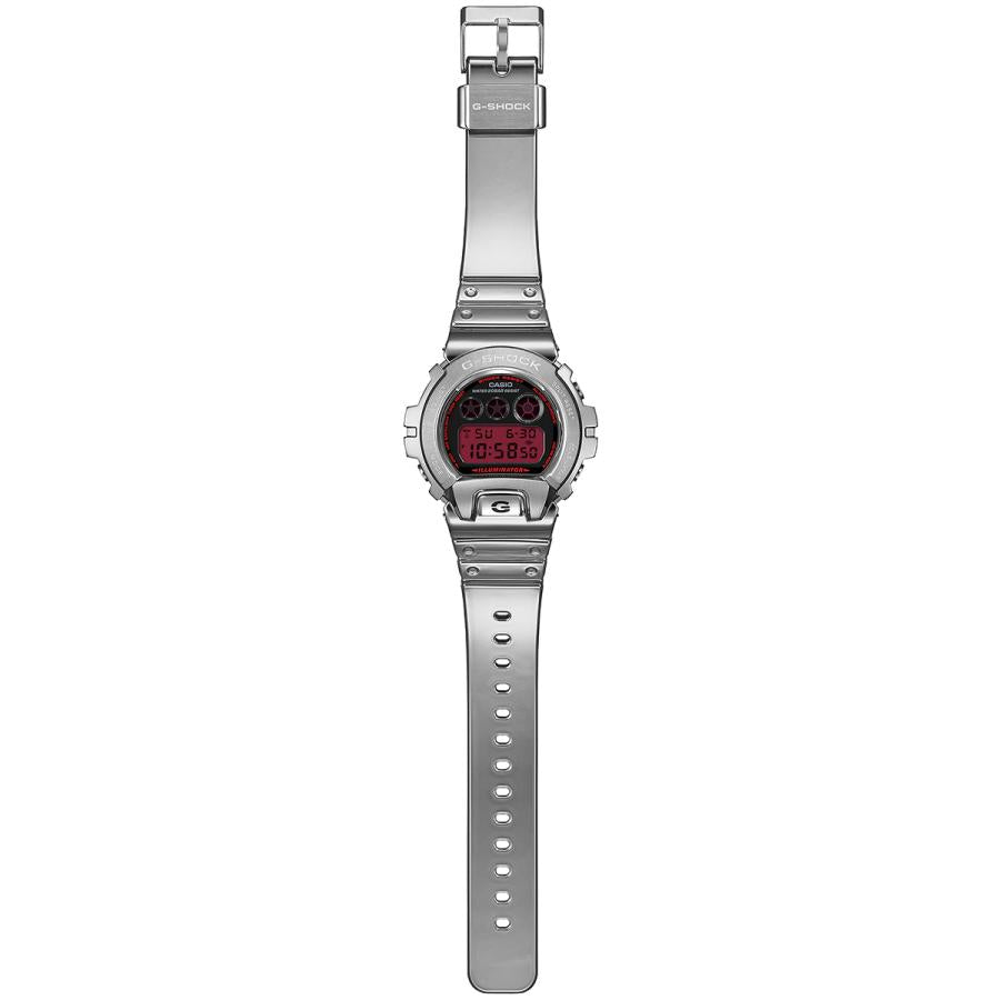 CASIO G-SHOCK GM-6900YRA-8JF Fine Metallic Series Red Display Silver Metal Bezel Men's Watch