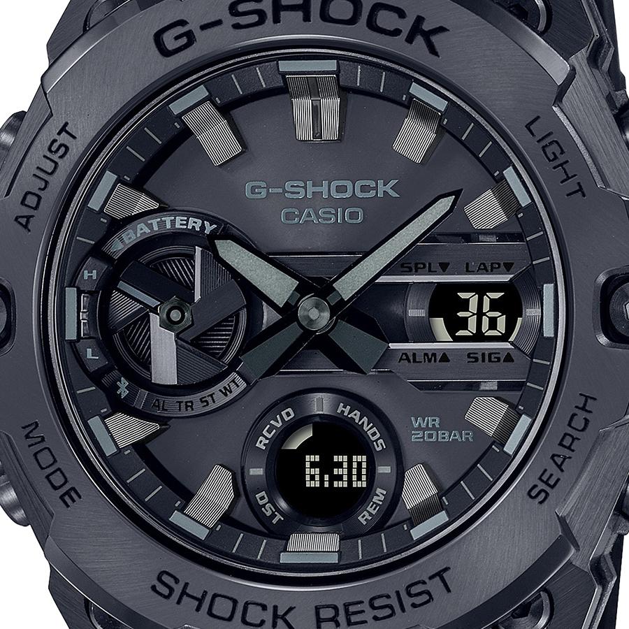 CASIO G‑SHOCK G‑STEEL GST‑B400BB‑1AJF JDM Tough Solar Mobile Link Analog‑Digital All‑Black Slim Men's Watch