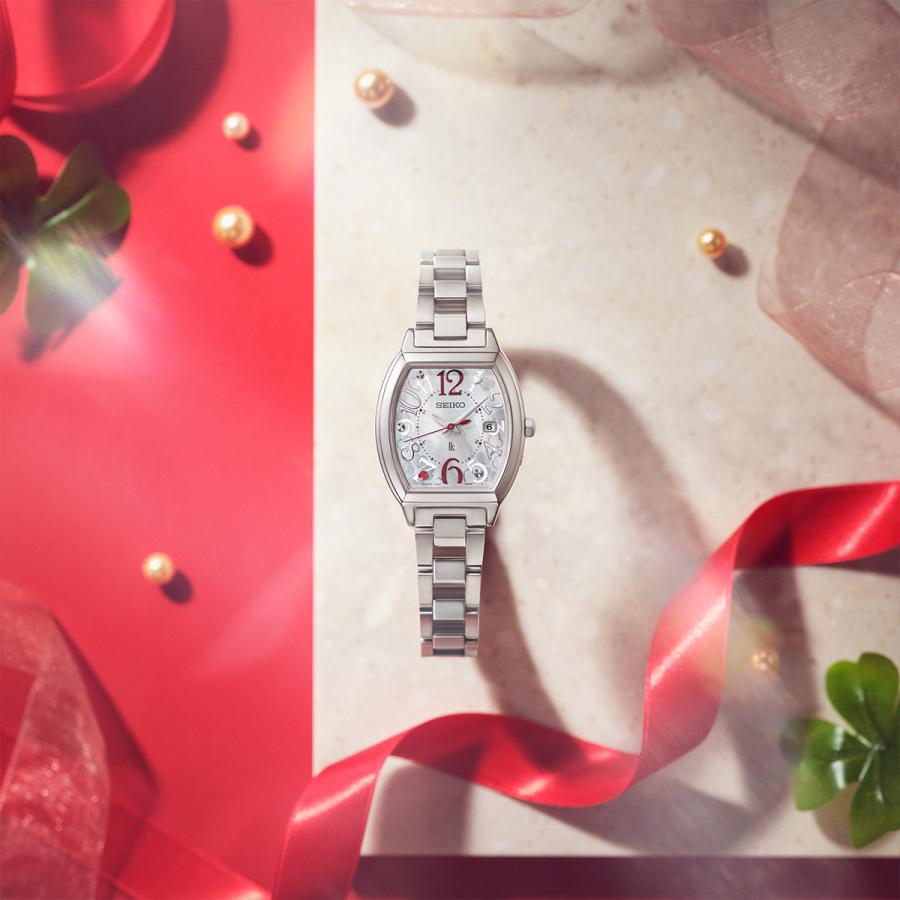 SEIKO Lukia HEE002J JDM Happy Collection Limited Solar Radio Tonneau Mother-of-Pearl Women's Watch