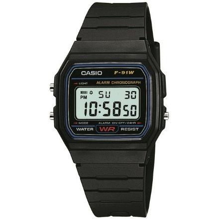 Montre Casio pour homme, étanche, à affichage numérique, facile à lire, F-91W-1JH