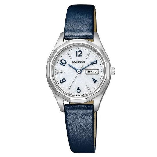 Citizen Wicca Solar-Tech Watch - Solar-Tech Model with Day & Date - KH3-517-10 - Leather Band - Navy Blue