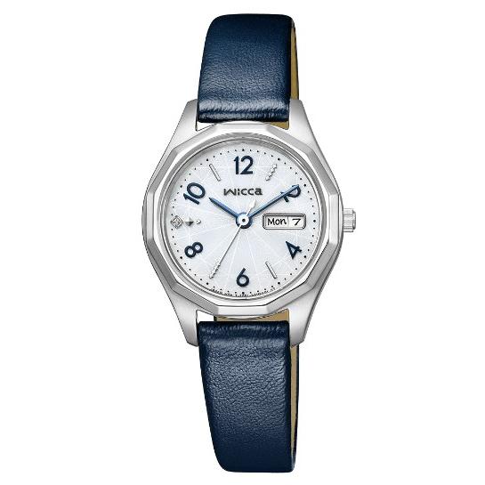 Citizen Wicca Solar-Tech Watch - Solar-Tech Model with Day & Date - KH3-517-10 - Leather Band - Navy Blue