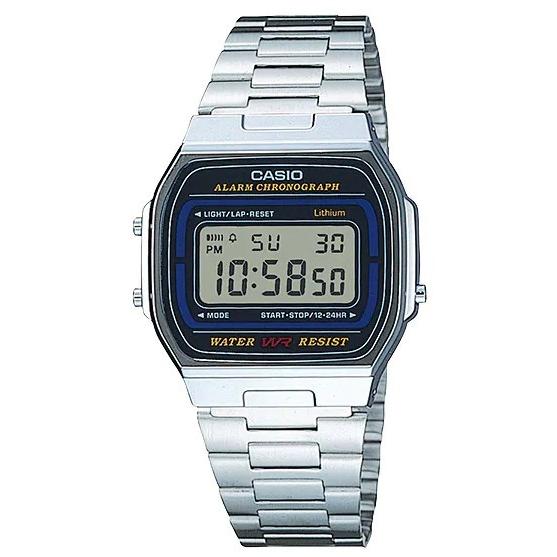 Montre CASIO pour homme avec bracelet en métal standard, étanche, pour la vie quotidienne, notation numérique facile à lire, A164WA-1QJH