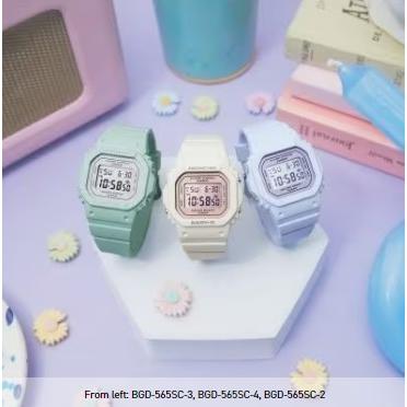 CASIO BABY-G BGD-565SC-4JF JDM Shock Resistant Digital Quartz Women's Watch 10 ATM Water Resistant Compact Square Resin White Pink