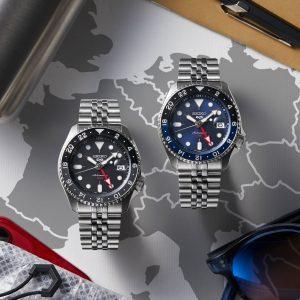 Seiko 5 Sports SKX Sports Style GMT Model SBSC003 Men's Mechanical Automatic Watch, Blue