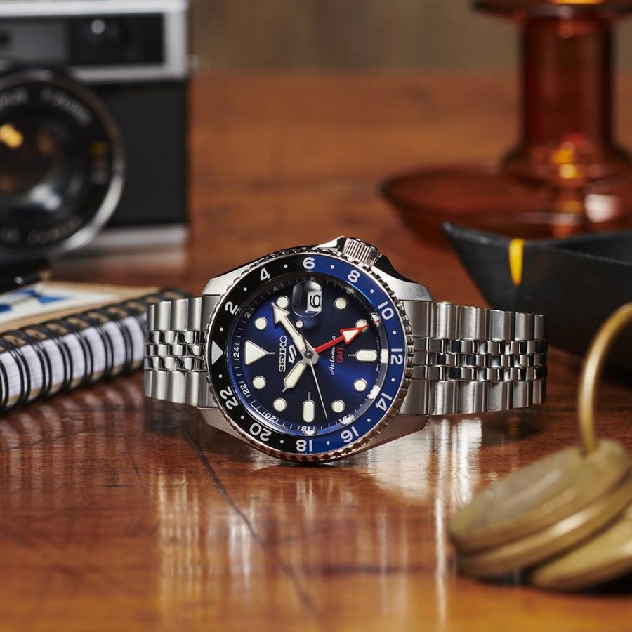 Seiko 5 Sports SKX Sports Style GMT Model SBSC003 Men's Mechanical Automatic Watch, Blue