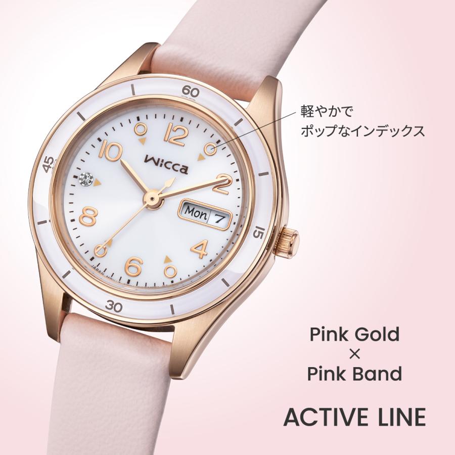 CITIZEN wicca ACTIVE LINE KH3-762-10 Pink Gold Solar Day-Date JDM Women's Watch