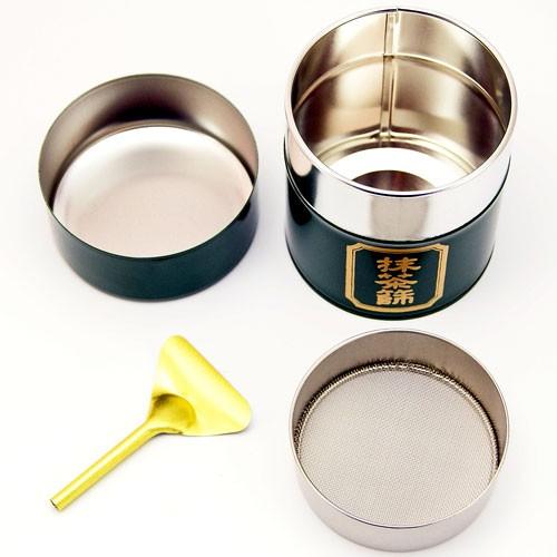 Matcha sieve can, green, with spatula, tea ceremony utensils