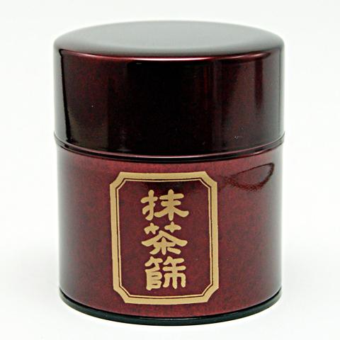 Matcha sieve can, dark red, with spatula, tea ceremony utensils