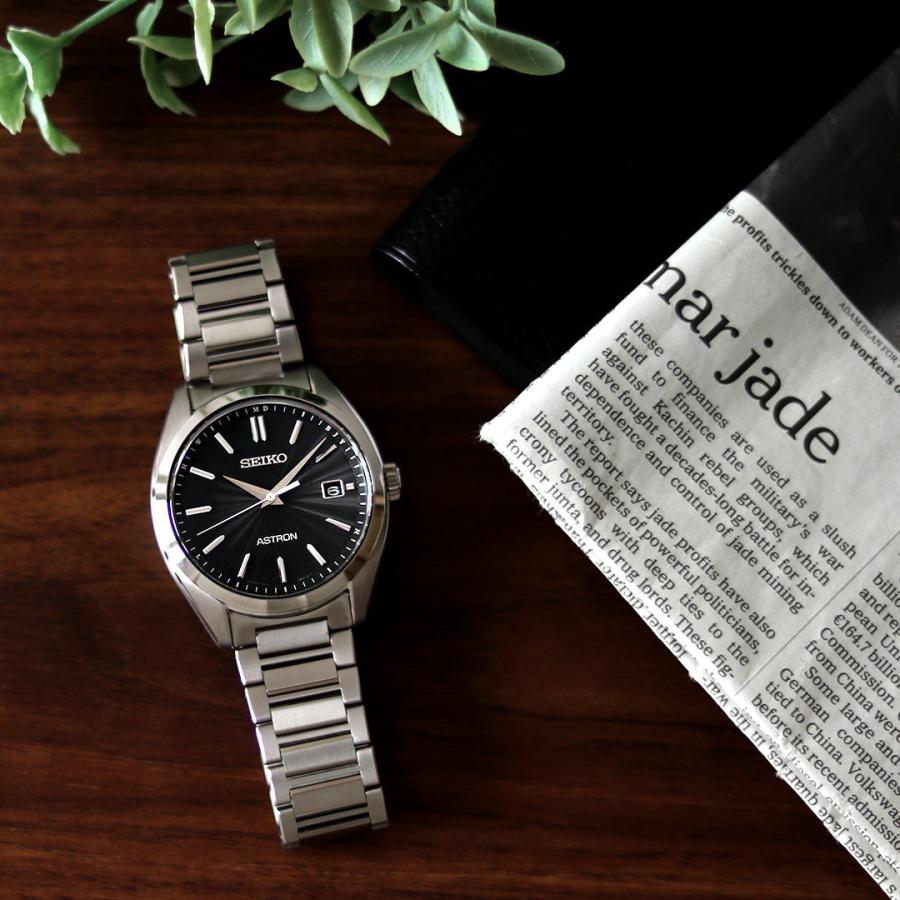 Seiko Astron Origin Series 3-Hand Model SBXY033 Men's Solar Radio-Controlled Titanium Watch, Black and Silver [S_BH]