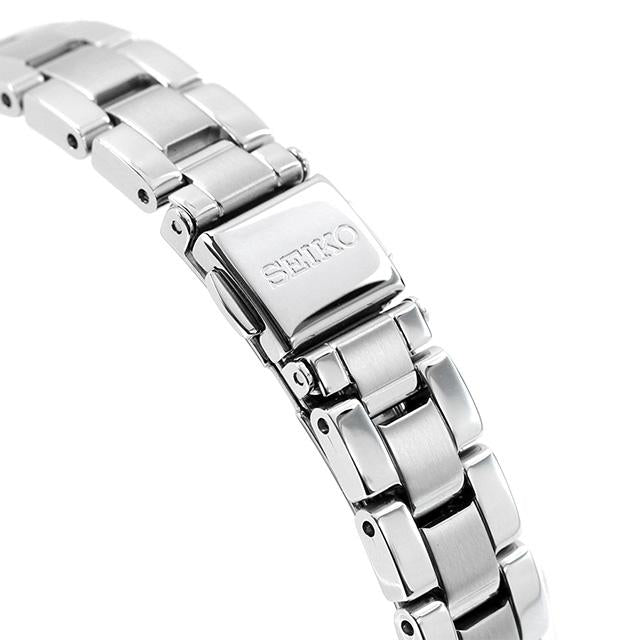 Seiko Selection S Series SWFH129 Women's Solar Radio-Controlled Watch, 3-Hand, Round, White Dial, Metal Band