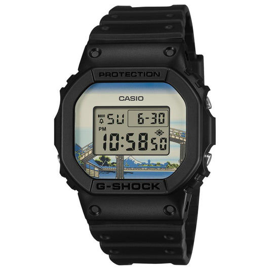 CASIO G-SHOCK Men's Watch DW-5600KHFM25-1JR Katsushika Hokusai "Thirty-six Views of Mount Fuji" Under Mannenbashi Bridge at Fukagawa