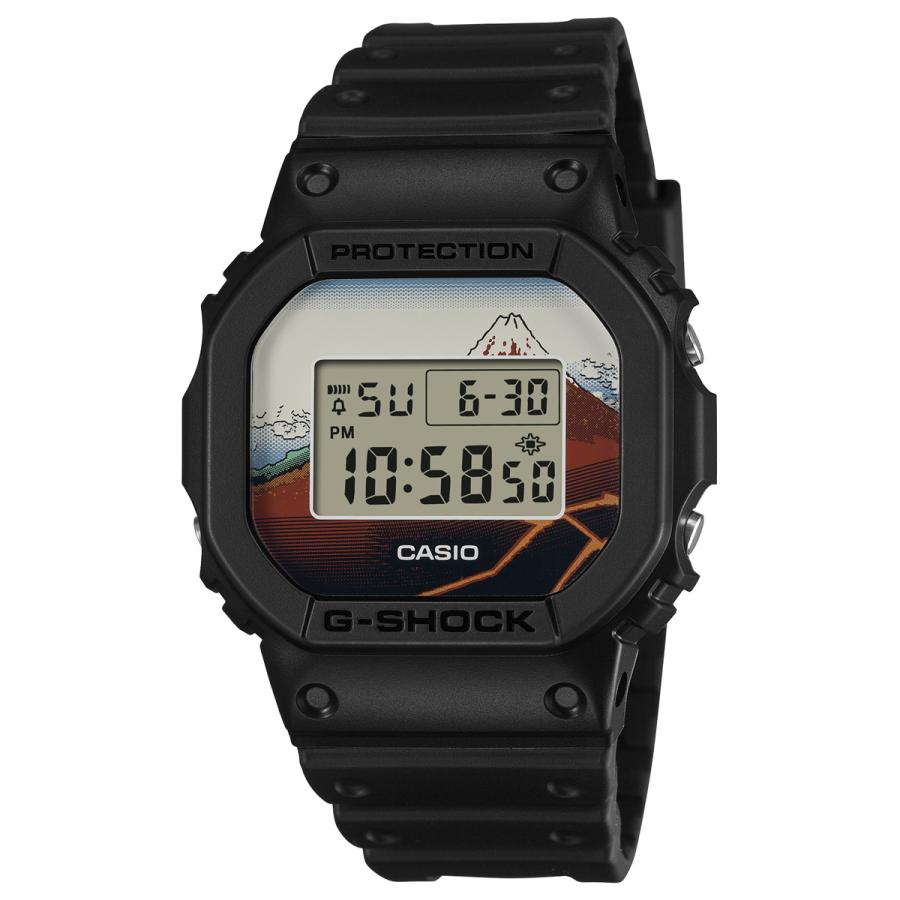 CASIO G-SHOCK Men's Watch DW-5600KHSH25-1JR Katsushika Hokusai "Thirty-six Views of Mount Fuji" White Rain Under the Mountains