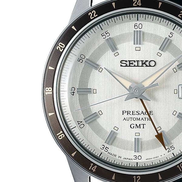 Seiko Presage Style 60's GMT SARY231 Men's Mechanical Automatic Watch with Leather Strap, Sand Gray