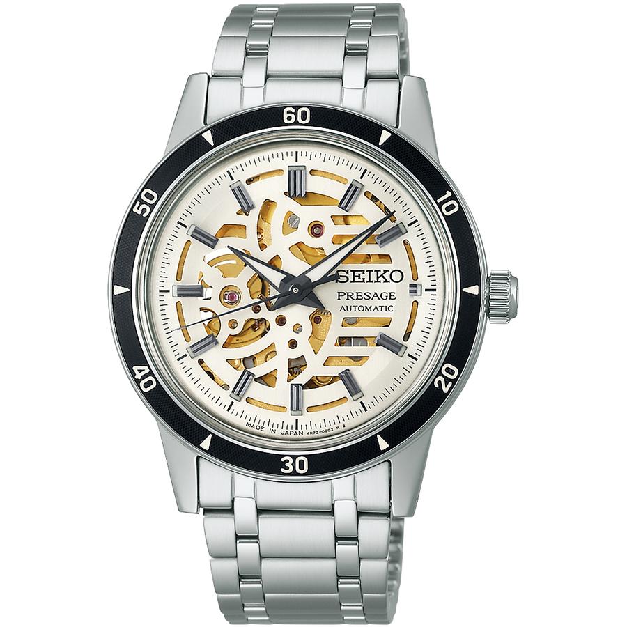 Seiko Presage Style 60's Skeleton Dial SARY255 Men's Mechanical Automatic Watch, Ivory