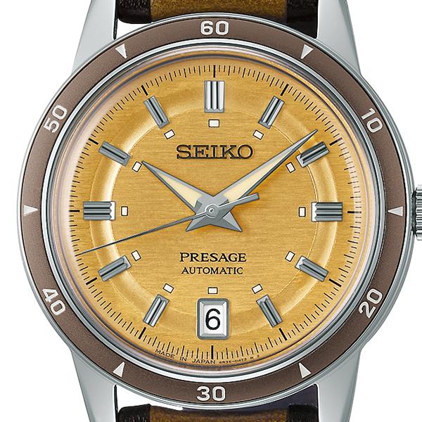 Seiko Presage Style 60's Timeless Color Palette SARY269 Men's Mechanical Automatic Watch with Gold Yellow Dial and Leather Strap