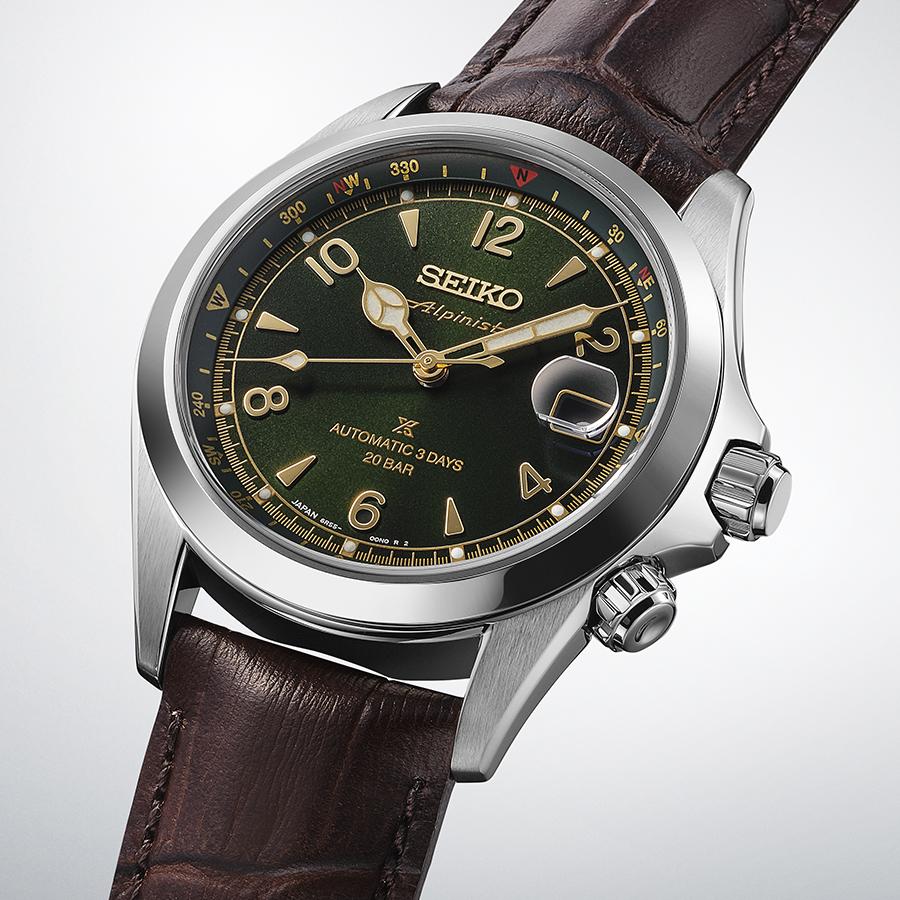 Seiko Prospex Alpinist Mechanical 3-Day SBDC211 Men's Watch with Green Dial and Leather Strap, Released November 8th