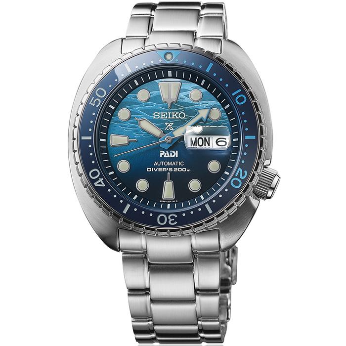 Seiko Prospex Turtle PADI Special THE GREAT BLUE SBDY125 Men's Mechanical Diver's Watch, Blue