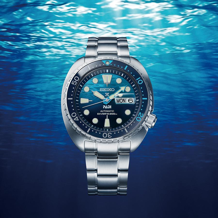 Seiko Prospex Turtle PADI Special THE GREAT BLUE SBDY125 Men's Mechanical Diver's Watch, Blue