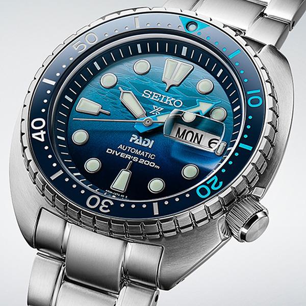 Seiko Prospex Turtle PADI Special THE GREAT BLUE SBDY125 Men's Mechanical Diver's Watch, Blue