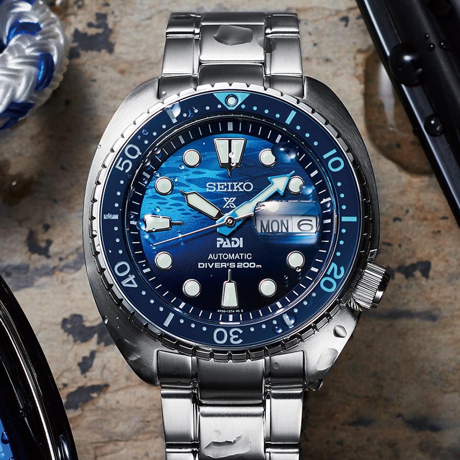 Seiko Prospex Turtle PADI Special THE GREAT BLUE SBDY125 Men's Mechanical Diver's Watch, Blue