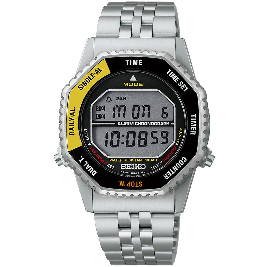 Seiko Selection A829 Rotocall Reissue Astronaut SBJG017 Men's Quartz Battery-Operated Digital Watch in Black and Yellow, Released November 14th