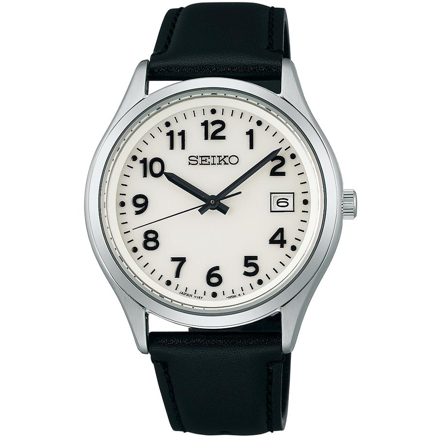 Seiko Selection S Series Full Lumibrite Dial Model SBPX157 Men's Solar Watch, 3 Hands, Arabic Numerals, Leather Strap