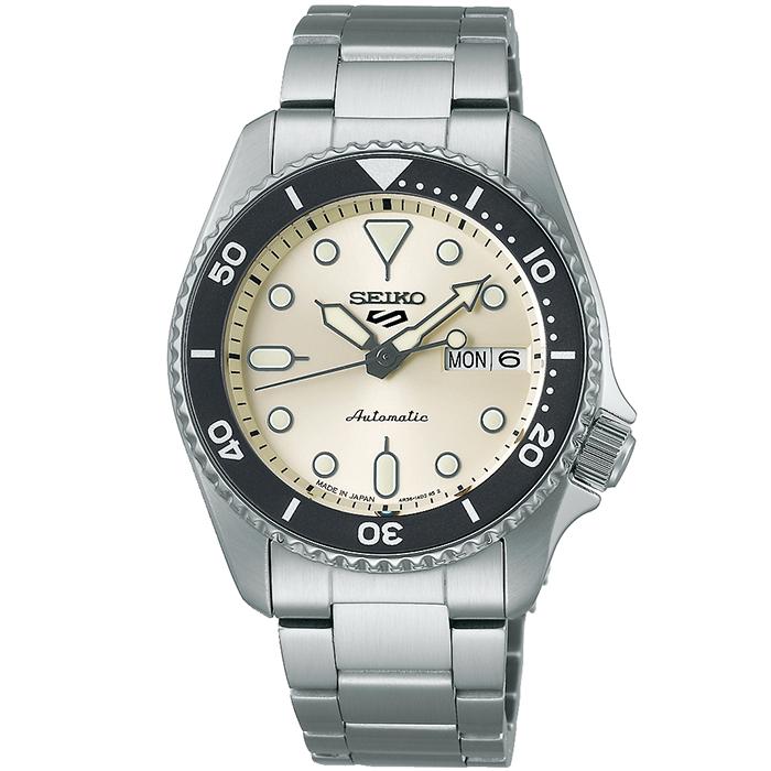 Seiko 5 Sports SKX Sports Style Mid-Size Model SBSA227 Men's Mechanical Automatic Watch with Off-White Dial