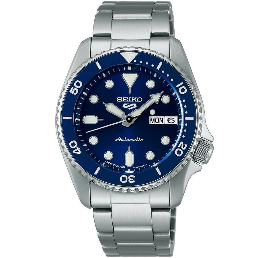 Seiko 5 Sports SKX Sports Style Mid-Size Model SBSA299 Men's Automatic Watch with Navy Dial and Day Date