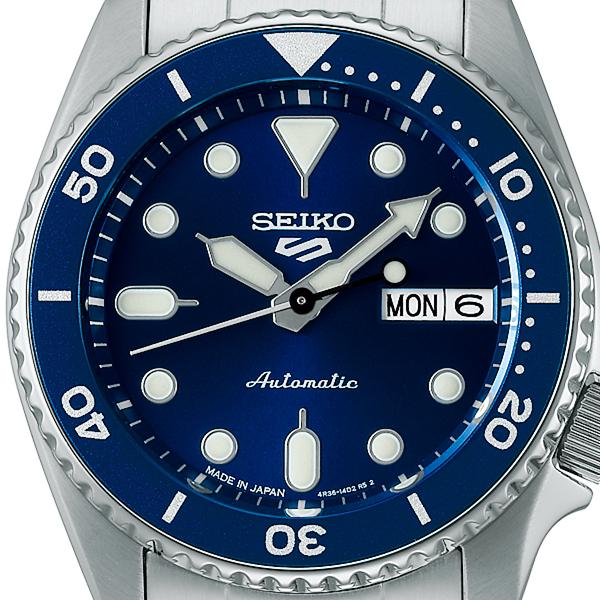 Seiko 5 Sports SKX Sports Style Mid-Size Model SBSA299 Men's Automatic Watch with Navy Dial and Day Date