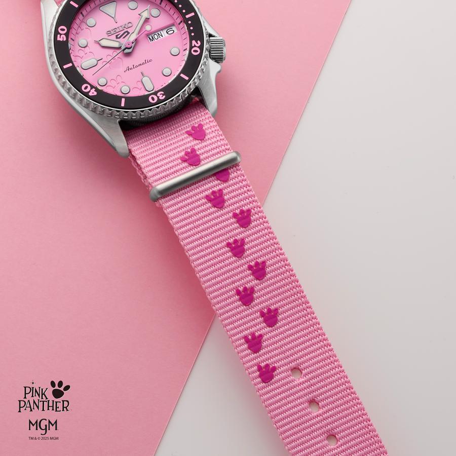 Seiko 5 Sports SKX Pink Panther Collaboration Limited Edition Model SBSA321 Men's Automatic Watch with Day Date