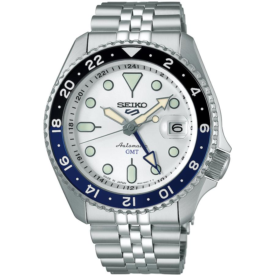 Seiko 5 Sports SKX Sports Style GMT Model SBSC017 Men's Automatic Watch with Silver Dial