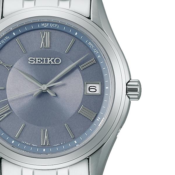 Seiko Selection S Series Pair Model SBTM359 Men's Solar Radio-Controlled Watch, 3-Hand Stainless Steel with Blue-Gray Dial