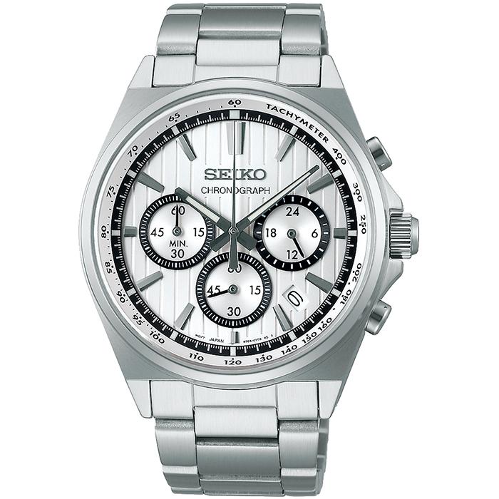 Seiko Selection S Series 8T Chrono SBTR031 Men's Quartz Chronograph Watch with Battery-Powered White Dial