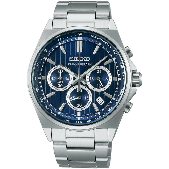 Seiko Selection S Series 8T Chrono SBTR033 Men's Quartz Chronograph Watch with Battery-Powered Blue Dial