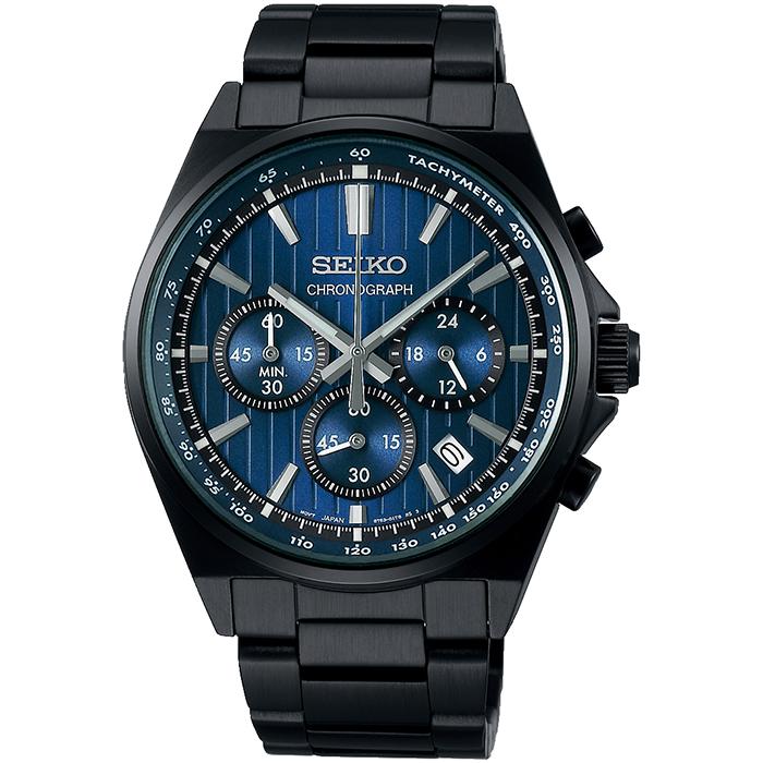 Seiko Selection S Series 8T Chrono SBTR035 Men's Quartz Chronograph Watch with Battery-Powered Blue Dial and Black Dial