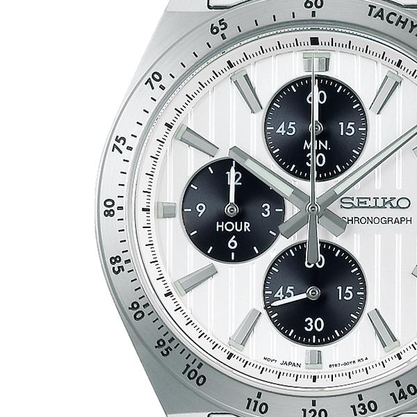 Seiko Selection S Series 8T Chrono SBTR039 Men's Battery-Powered Quartz Chronograph Watch, Vertical, Silver