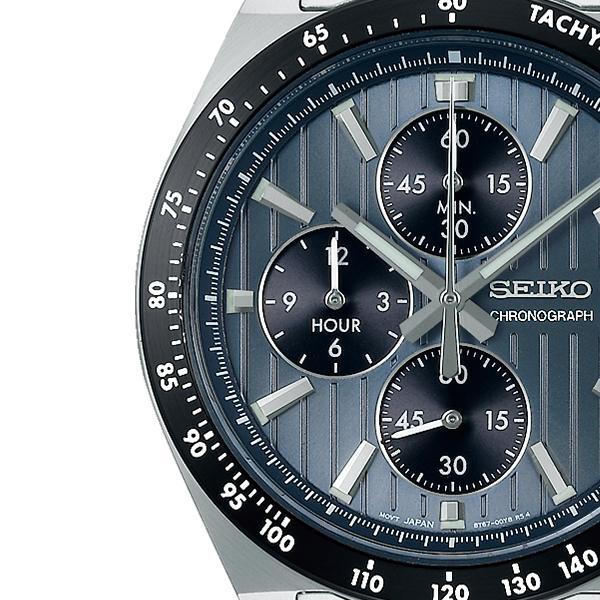 Seiko Selection S Series 8T Chrono SBTR041 Men's Battery-Powered Quartz Chronograph Watch, Vertical, Blue-Gray