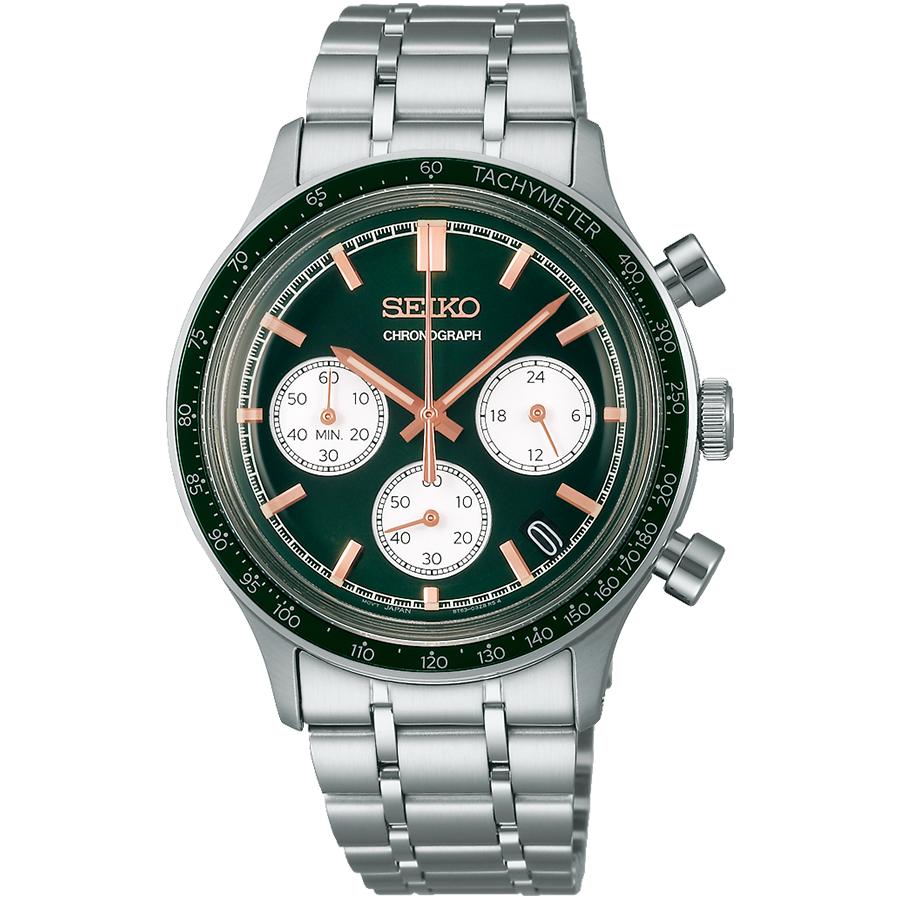 Seiko Selection S Series International Line 8T Chrono SBTR057 Men's Battery-Powered Quartz Chronograph Watch with Green Dial