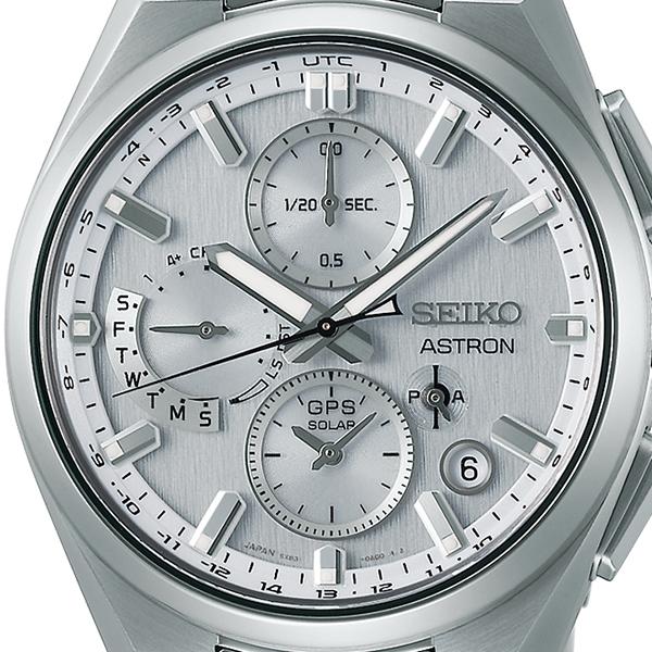 Seiko Astron Nexter Dual Time Chronograph SBXC159 Men's Solar-Powered GPS Satellite Radio Wave Watch with Silver Dial