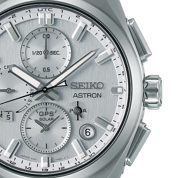 Seiko Astron Nexter Dual Time Chronograph SBXC159 Men's Solar-Powered GPS Satellite Radio Wave Watch with Silver Dial