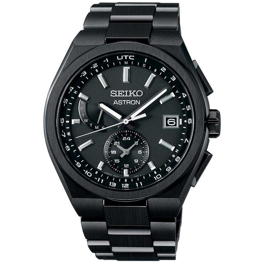 Seiko Astron Nexter SBXY087 Men's Solar Radio-Controlled Watch with World Time Function, Black Titanium