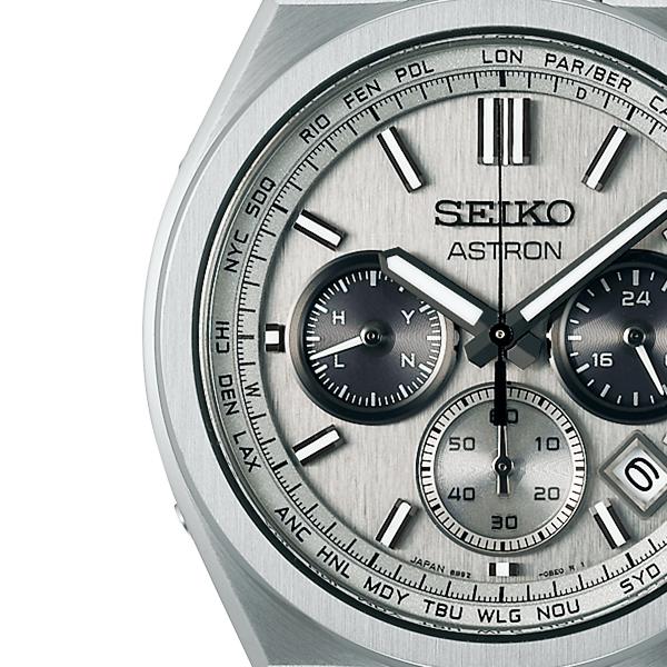 Seiko Astron Nexter World Time Chronograph SBXY095 Men's Solar-Powered Radio-Controlled Titanium Watch with Gray-Silver Dial