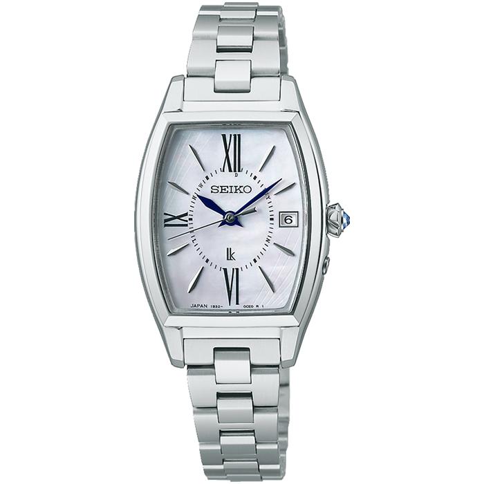 Seiko Lukia Grow SSQW071 Women's Solar Radio-Controlled Watch with Tonneau Design, Titanium