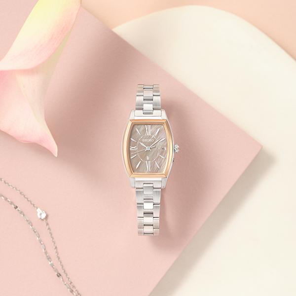 Seiko Lukia Grow SSQW072 Women's Solar Radio-Controlled Watch with Titanium Tonneau Dial
