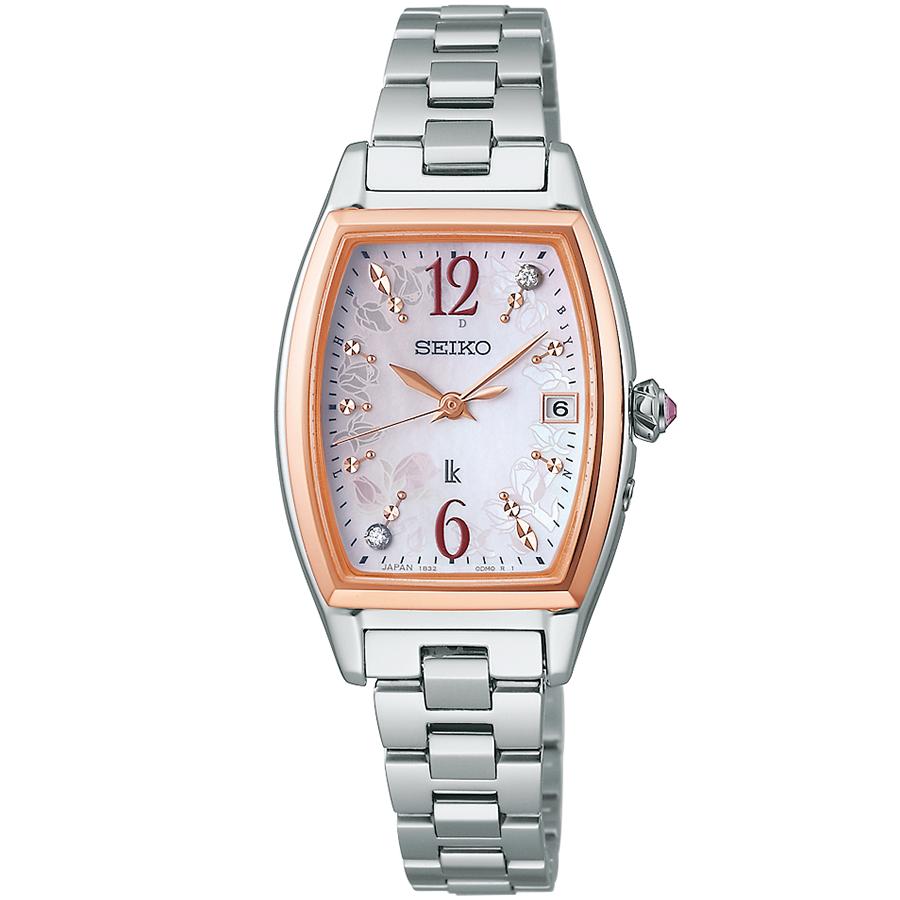 Seiko Lukia Grow FEILER Collaboration Limited Edition Rear Rose Petite SSQW090 Women's Solar Radio-Controlled Tonneau Watch