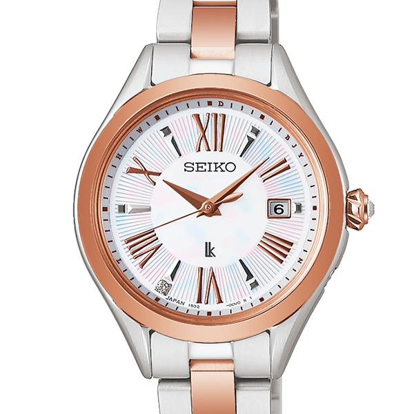 Seiko LUKIA Grow Osmanthus SSQW096 Women's Solar Radio-Controlled Watch with Titanium and White Mother-of-Pearl Dial in Pink Gold, Two-Tone