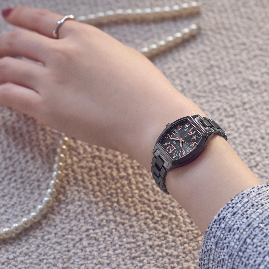 SEIKO LUKIA Happy Collection SSQW101 JDM Solar Radio Controlled All Black Titanium Ladies Watch Japan Made