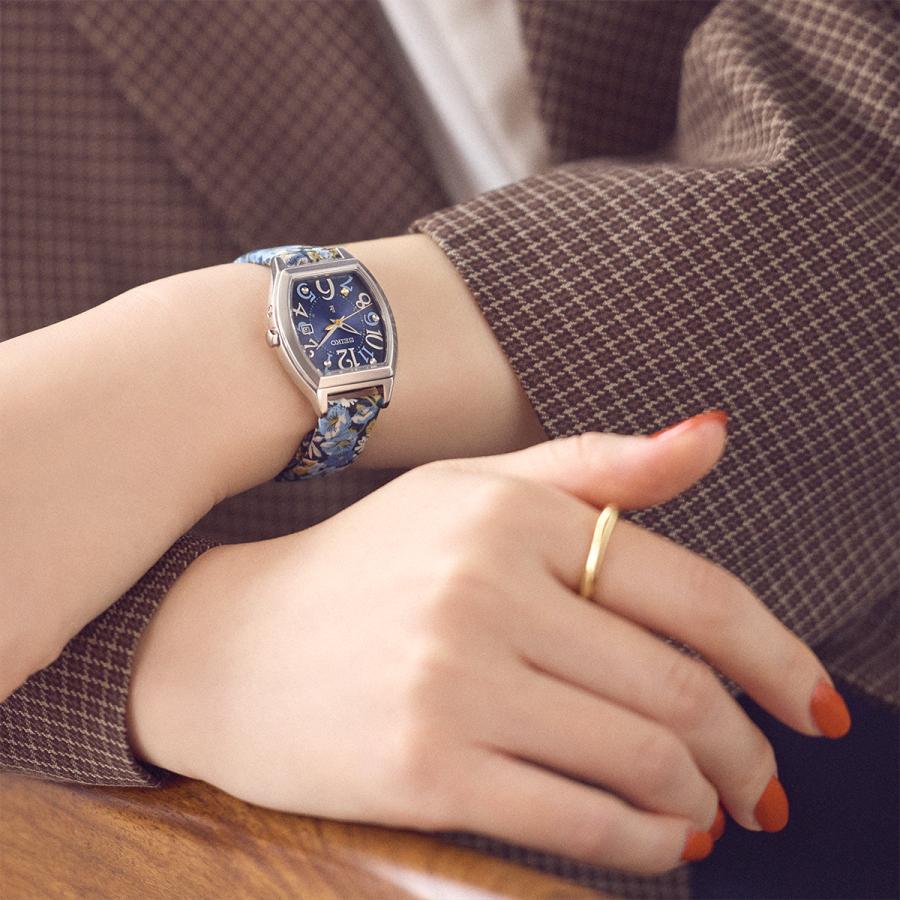 SEIKO LUKIA SSQW103 JDM Liberty Fabric Limited Edition Chive Solar Radio Controlled Navy Titanium Ladies Watch Japan Made